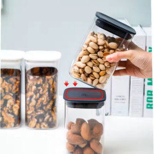 COHESTIA Clear BPA Free 8-Piece Airtight Food Storage Container Set with Easy Open Lids for Cereal and Dry Goods