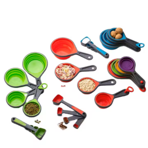 COHESTIA Collapsible Silicone Measuring Cups & Spoons - Portable Food Grade Kitchen Tools for Liquid & Dry Ingredients